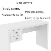 Mesa Com 2 Gavetas P/ Escritório Home Office Mdp Branco - 9