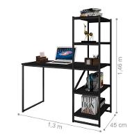 Mesa Industrial Para Escritório Com Prateleira Frist Preto - 3