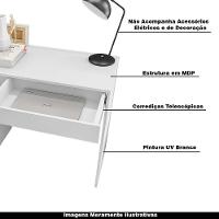 Mesa Escrivaninha 80 Cm Para Notebook Com Gaveta Mdp Branco - 5
