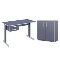 Conjunto Escritório Atlanta Mesa Com Armário Azul - 1