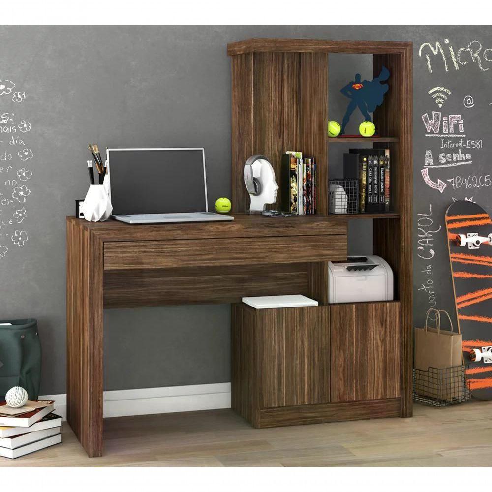 Escrivaninha Para Computador Com Armário Me4143 Nogal Nogal - 1
