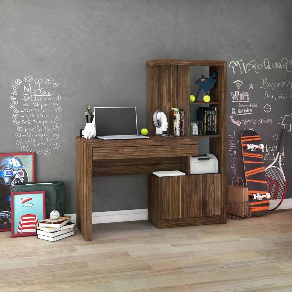 Escrivaninha Para Computador Com Armário Me4143 Nogal Nogal - 2