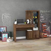 Escrivaninha Para Computador Com Armário Me4143 Nogal Nogal