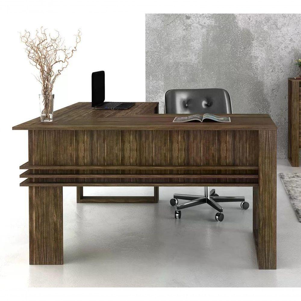 Mesa Escrivaninha Angular Para Escritorio Me4145 Nogal - 4
