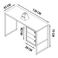 Escrivaninha Estilo Industrial 3 Gavetas Mel Pp Mel