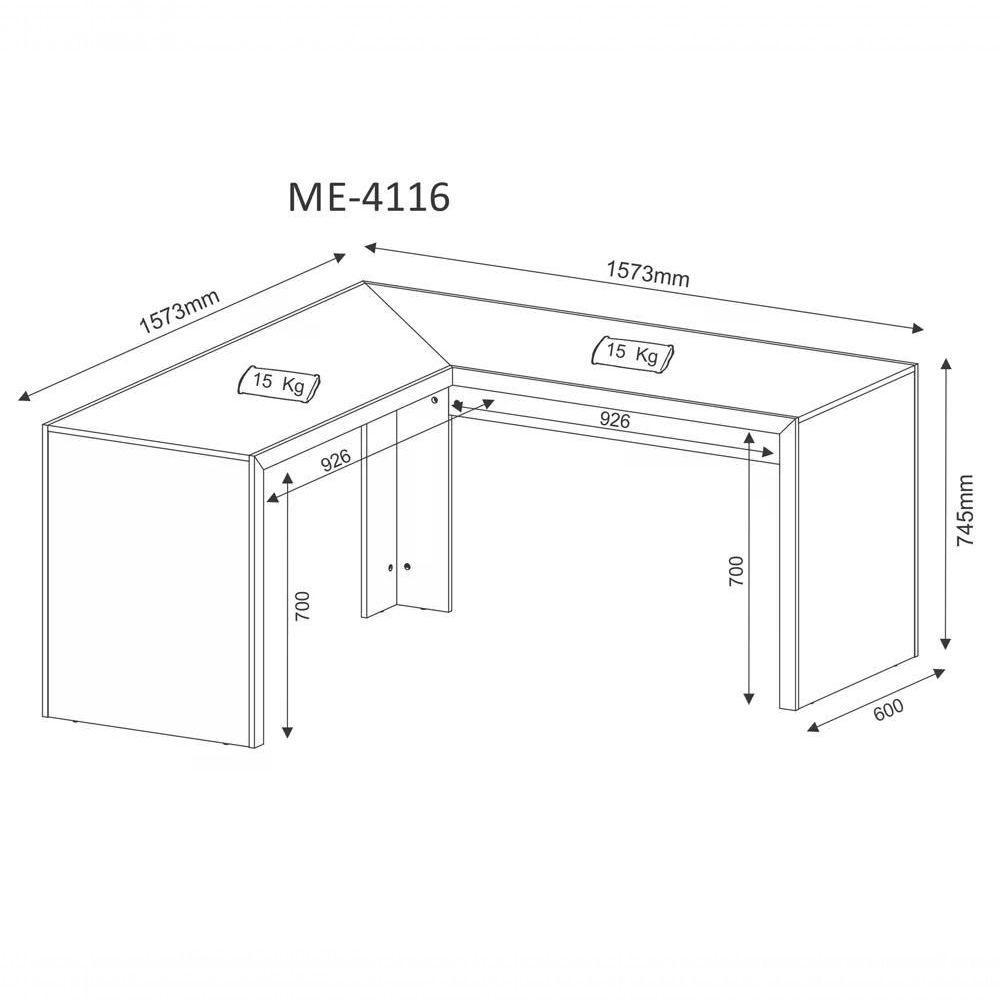 Escrivaninha Para Escritorio Angular Me4116 Rustico Rustico - 2