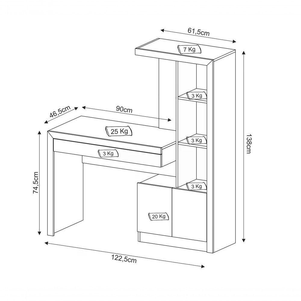 Escrivaninha Para Computador Com Armário Me4143 Rustico - 7