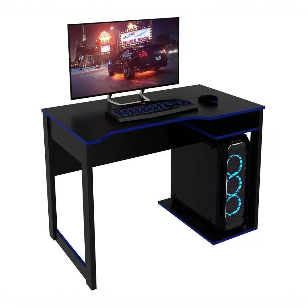 Mesa Para Computador Gamer Me4161 Preto Azul Preto Azul - 7
