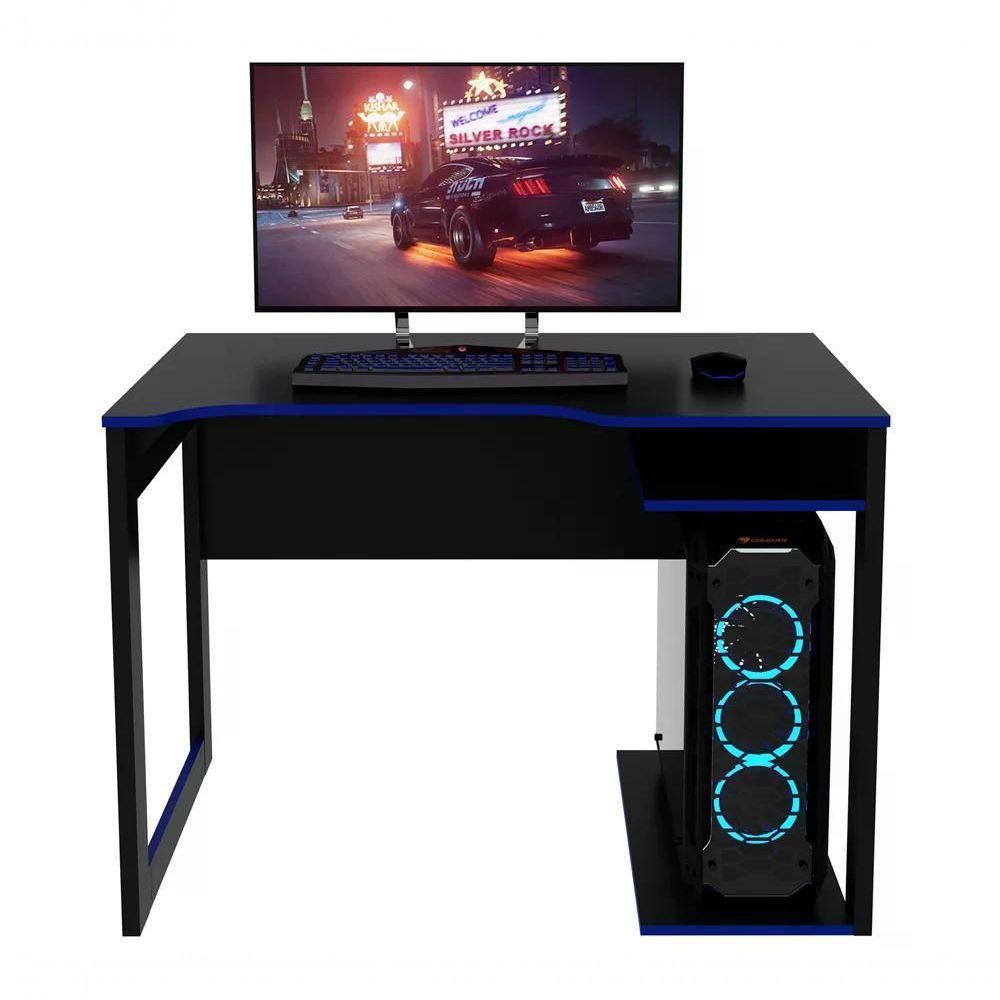 Mesa Para Computador Gamer Me4161 Preto Azul Preto Azul - 10