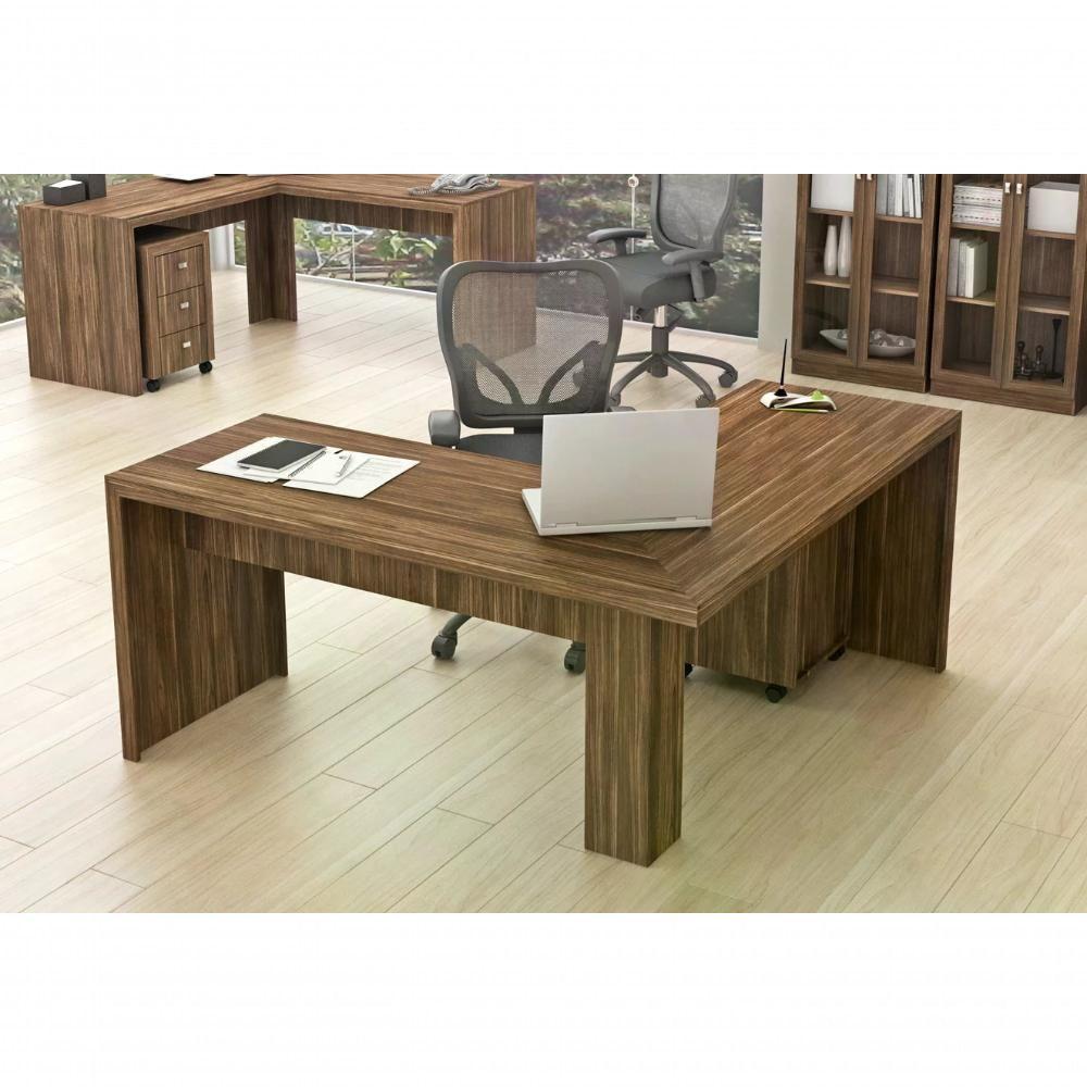 Escrivaninha Para Escritorio Angular Me4116 Nogal Nogal - 3