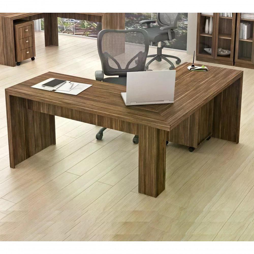 Escrivaninha Para Escritorio Angular Me4116 Nogal Nogal - 5
