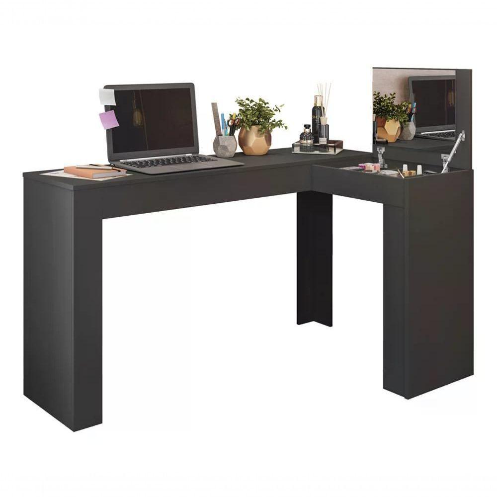 Penteadeira Escrivaninha Preto Com Espelho St Plus Preto - 1