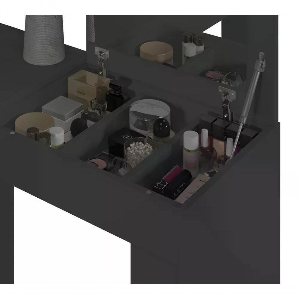 Penteadeira Escrivaninha Preto Com Espelho St Plus Preto - 3