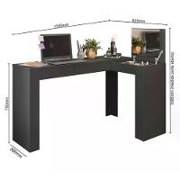 Penteadeira Escrivaninha Preto Com Espelho St Plus Preto - 4