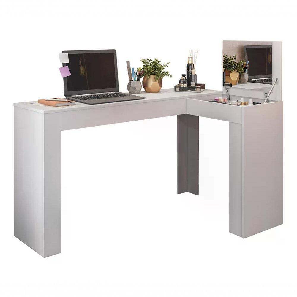 Penteadeira Escrivaninha Branco Com Espelho St Plus Branco - 1