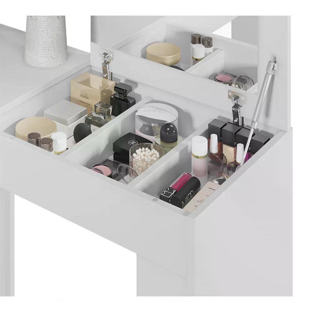 Penteadeira Escrivaninha Branco Com Espelho St Plus Branco - 4