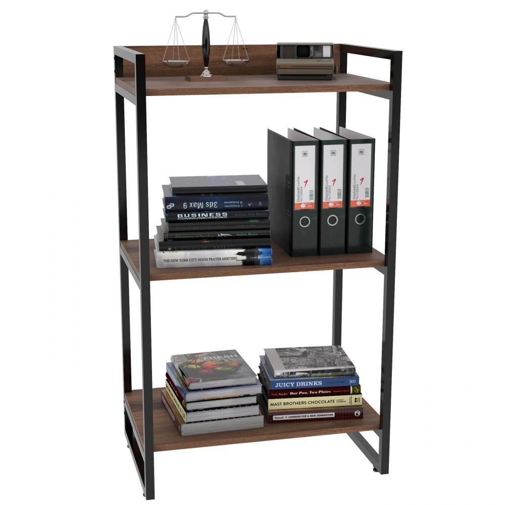 Kit Mesa Para Escritório Com Estante 135 Cm Nogal - 6