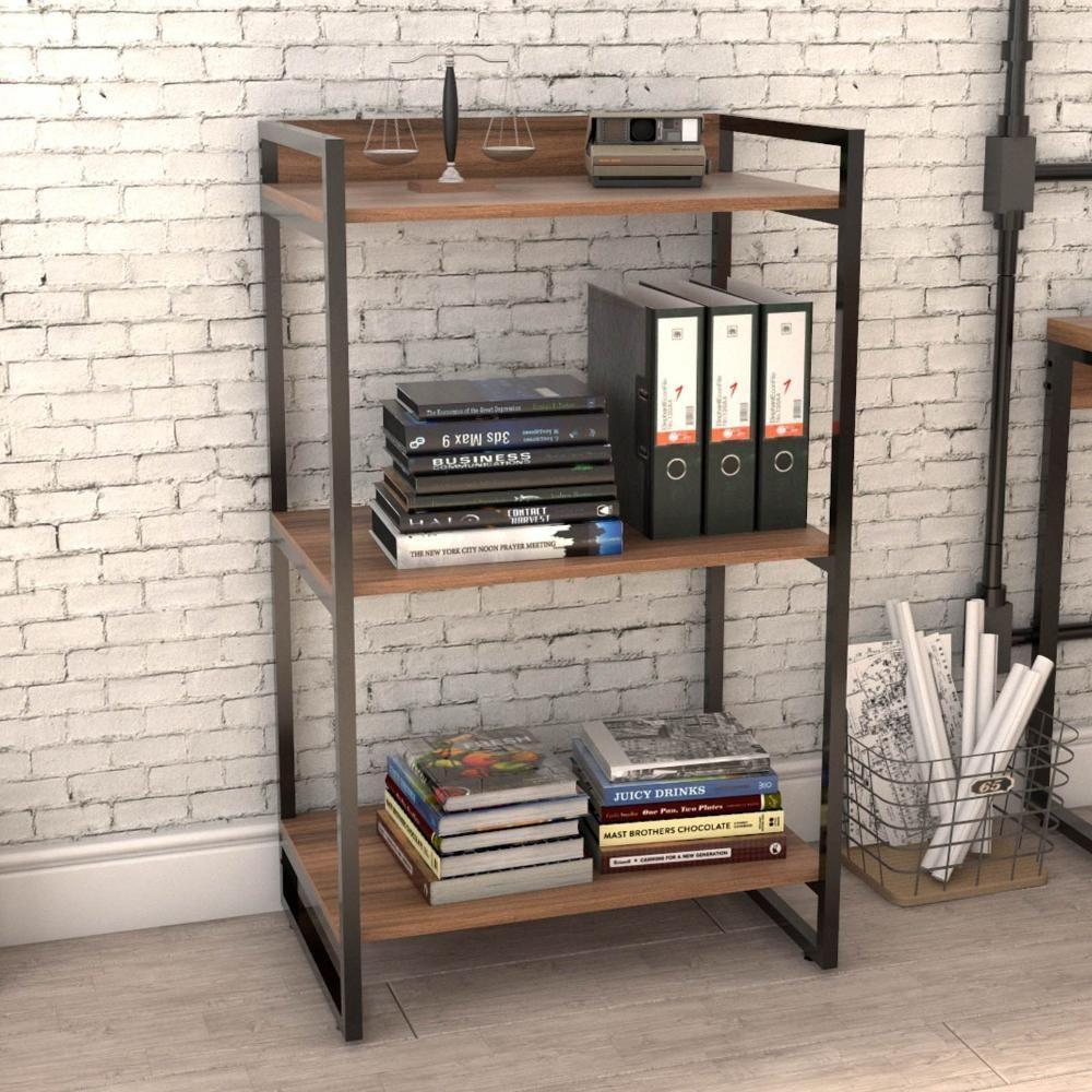 Kit Mesa Para Escritório Com Estante 135 Cm Nogal - 8