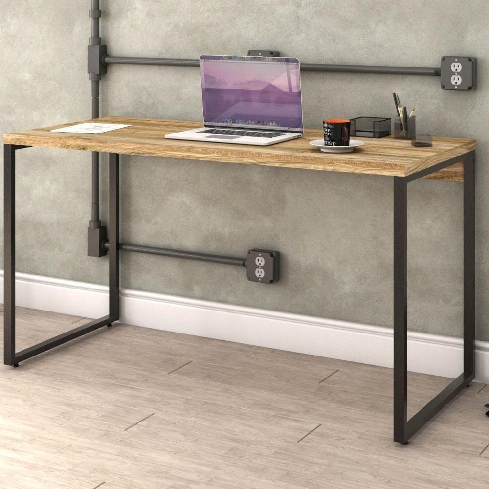 Kit Mesa Para Escritório Com Estante 135 Cm Carvalho - 9