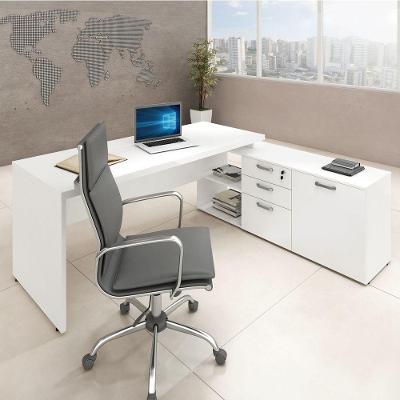 Mesa Para Consultório Branca Com Gavetas E Porta Web40 1,70M