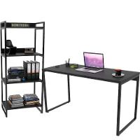 Kit Mesa Para Escritório Com Estante 135 Cm Preto Onix - 1