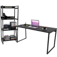 Kit Mesa Para Escritório Com Estante 150 Cm Preto Onix - 1