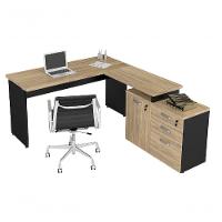 Mesa 1,20 + Balcão C/ 1 Porta, 3 Gavetas - Web30 Preto/Calvi - 1