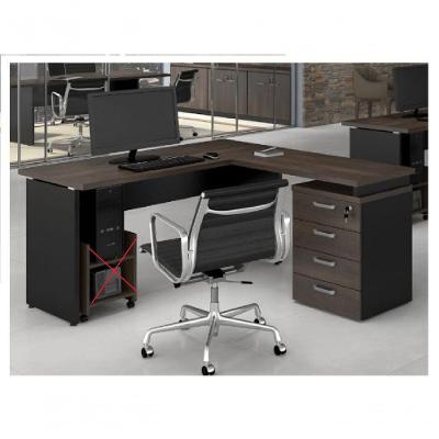 Mesa Em L Web30 1,20 X 1,50 C/ 4 Gavetas - Marsala / Preto