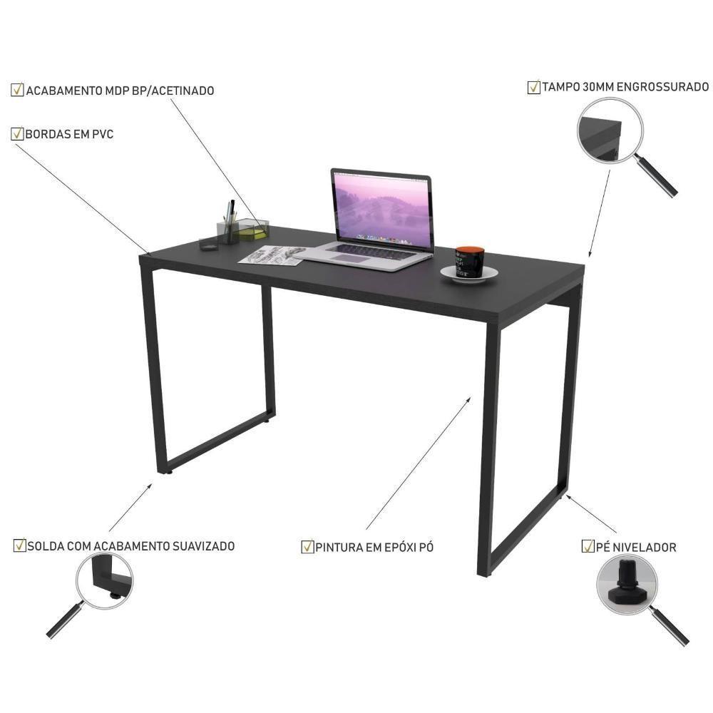 Kit Mesa Para Escritório Com Estante 120 Cm Preto Onix - 5