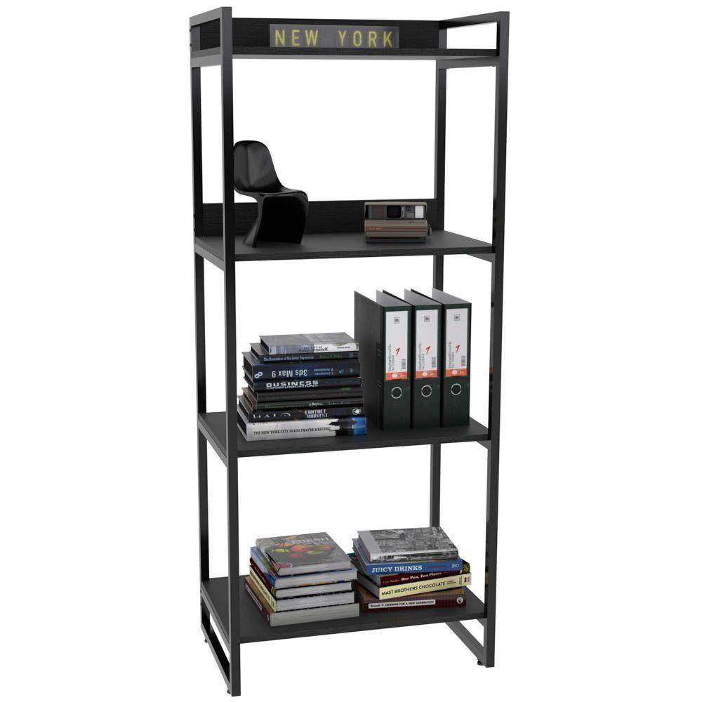 Kit Mesa Para Escritório Com Estante 120 Cm Preto Onix - 6