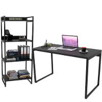Kit Mesa Para Escritório Com Estante 120 Cm Preto Onix - 1