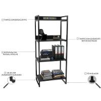 Kit Mesa Para Escritório Com Estante 120 Cm Preto Onix