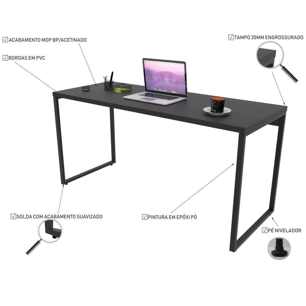 Kit Mesa Para Escritório Com Estante 150 Cm Preto Onix - 5