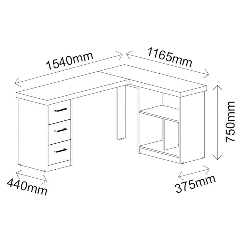 Mesa Para Escritório Escrivaninha Mali A02 Preto Ipê - 5