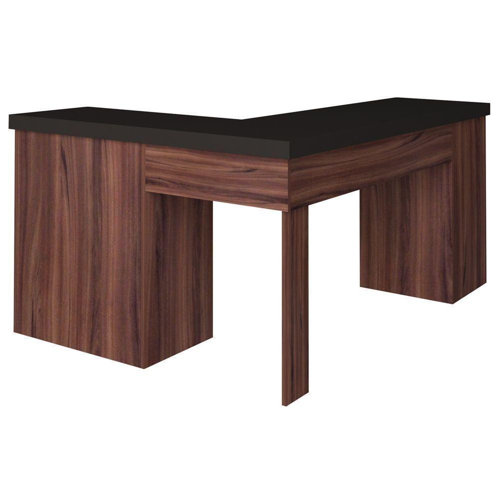 Mesa Para Escritório Escrivaninha Mali A02 Preto Ipê - 6