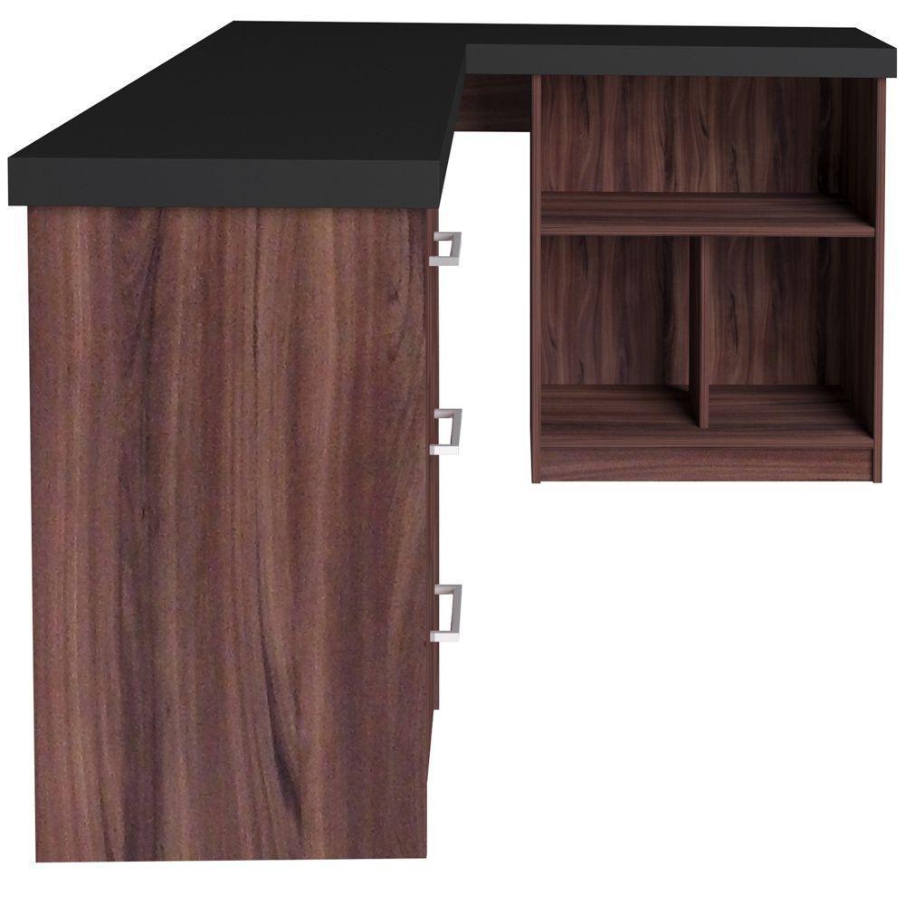 Mesa Para Escritório Escrivaninha Mali A02 Preto Ipê - 7