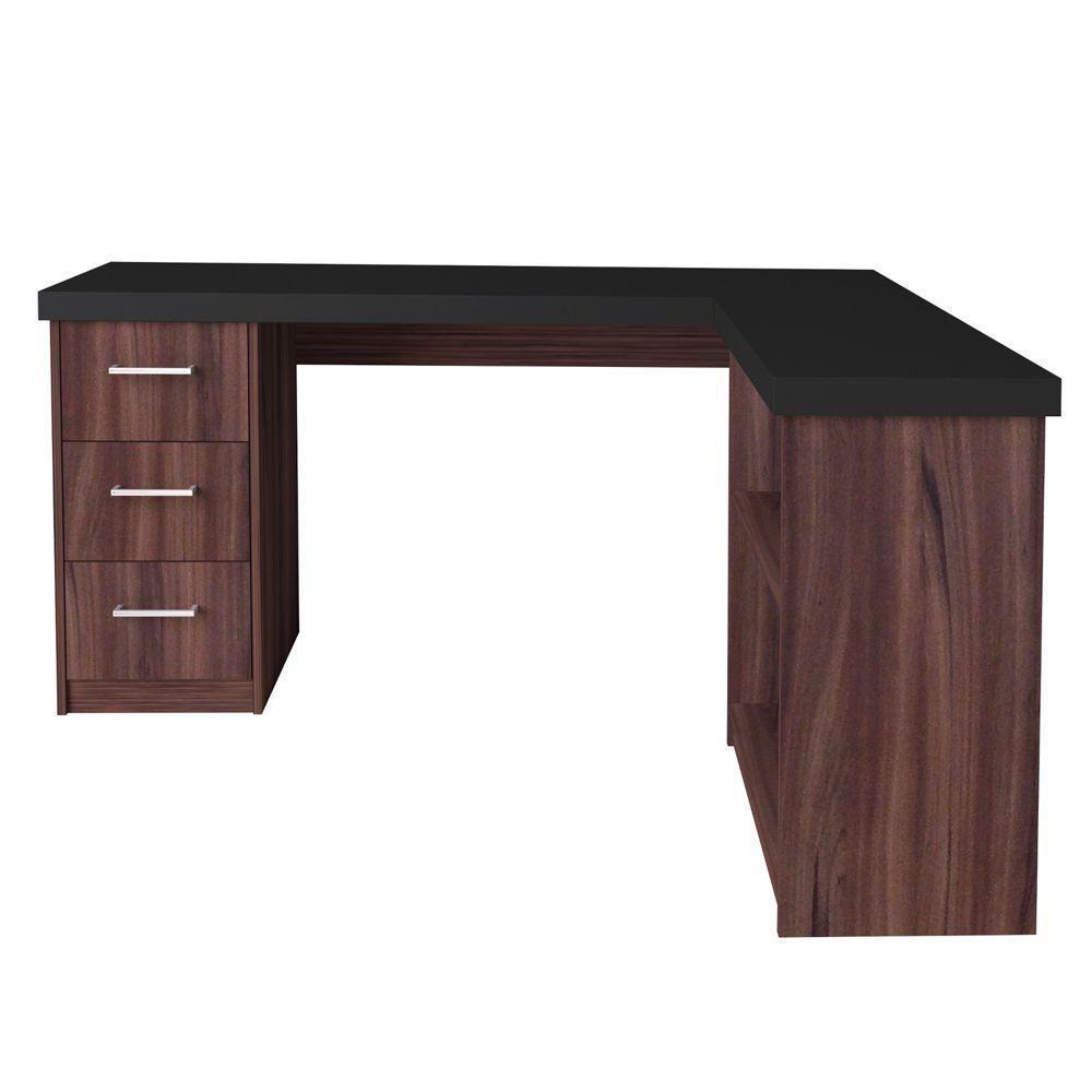 Mesa Para Escritório Escrivaninha Mali A02 Preto Ipê - 9