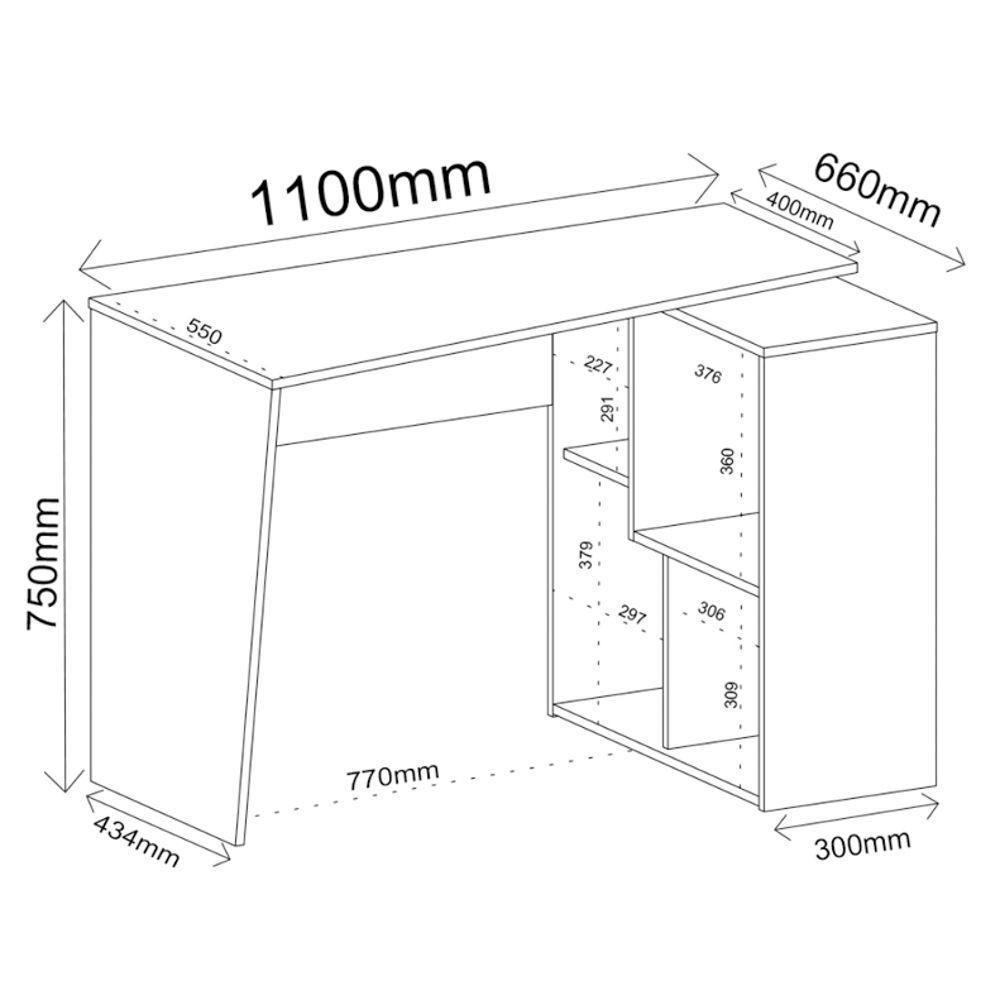 Mesa Para Escritório Escrivaninha Urban A02 Ipê Branco - 3