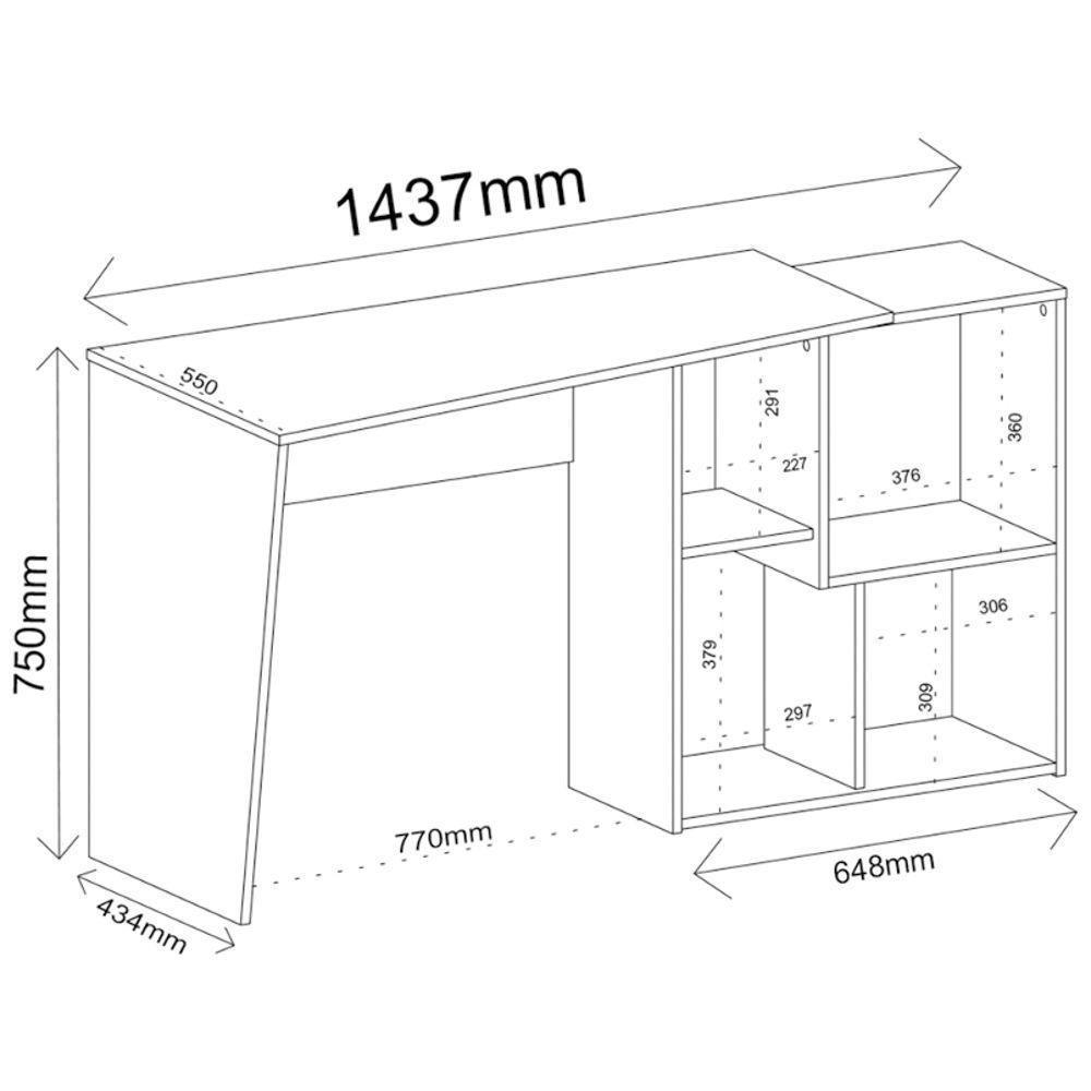 Mesa Para Escritório Escrivaninha Urban A02 Ipê Branco - 4