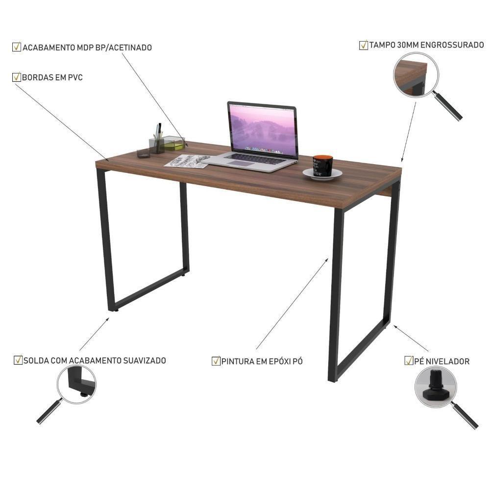 Mesa Para Escritório Estilo Industrial 120 Cm Nogal - 4