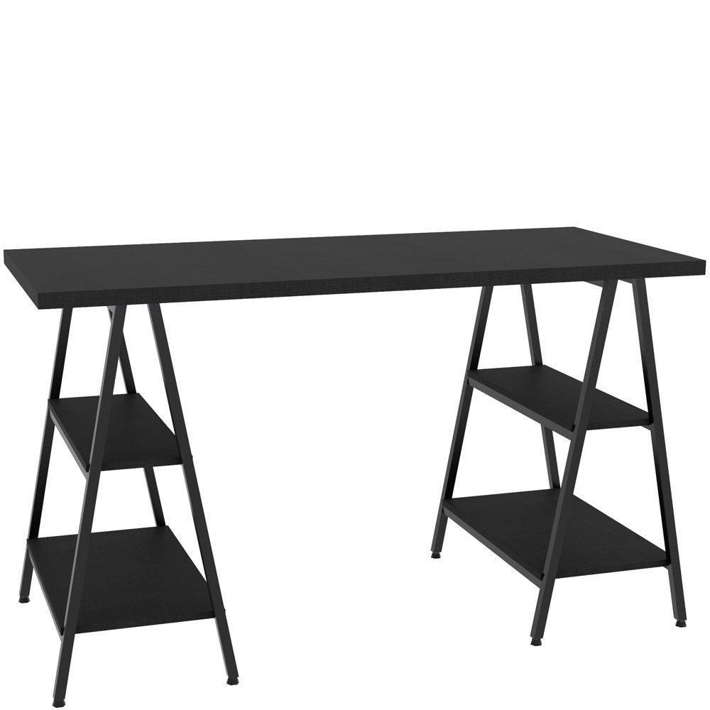 Mesa Para Escritório Estilo Cavalete 135cm Preto Onix - 3