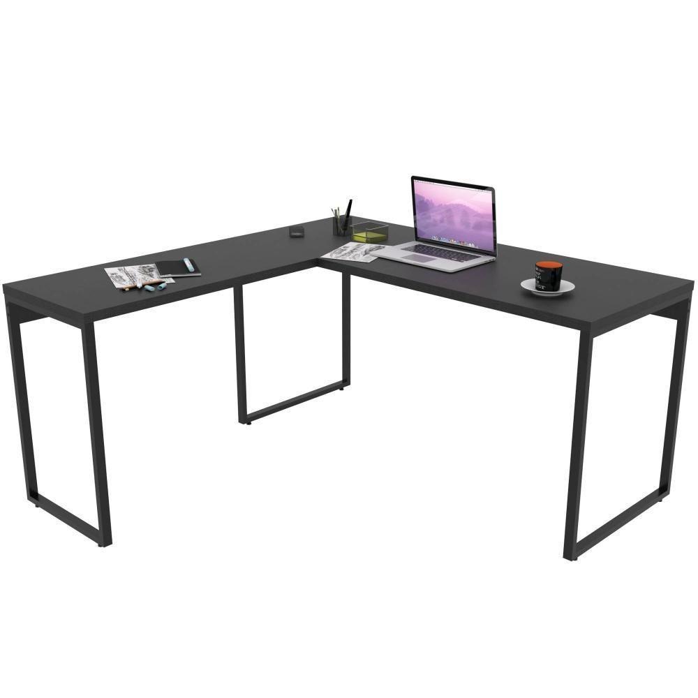 Mesa Para Escritório Estilo Em L 150x150cm Preto Onix - 1