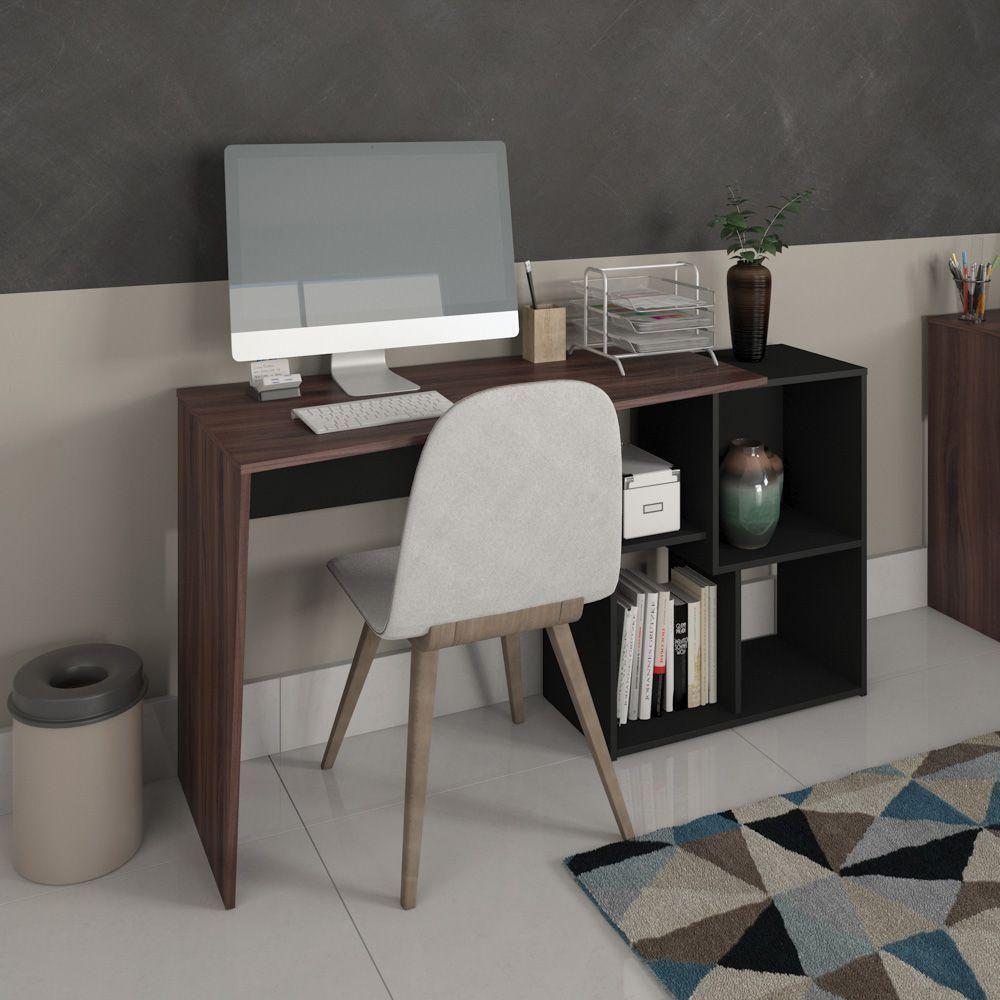Mesa Para Escritório Escrivaninha Urban A02 Ipê Preto - 8