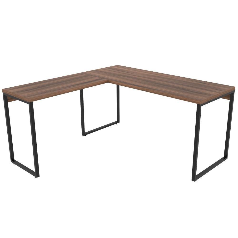 Mesa Para Escritório Estilo Industrial Em L 150x150cm Nogal - 3