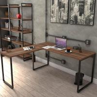 Mesa Para Escritório Estilo Industrial Em L 150x150cm Nogal - 5