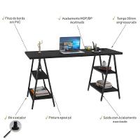Mesa Para Escritório Estilo Cavalete 150cm Preto Onix