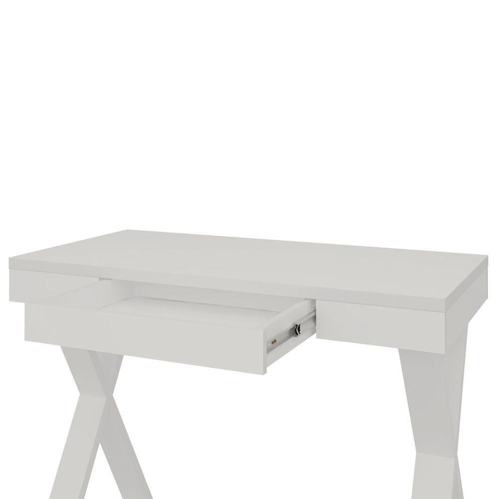 Mesa Para Escritório Escrivaninha Cavalete 01 Gaveta Branco - 3