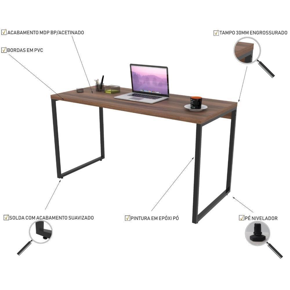 Mesa Para Escritório Estilo Industrial 135 Cm Nogal - 4