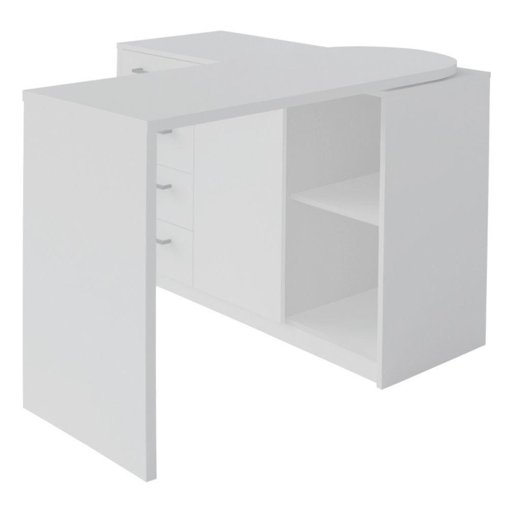 Mesa Para Escritório Extensível Escrivaninha Logan Branco - 12