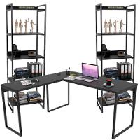 Kit Mesa Para Escritório Em L Com 2 Estantes Preto - 1